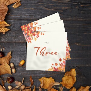 Numéros de table modernes | Mariage d'automne