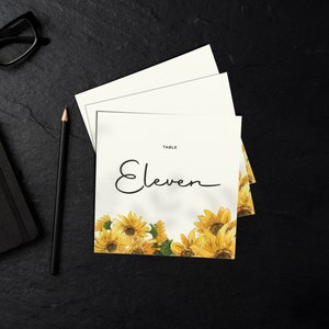 Numéros de table modernes | Mariage de tournesol