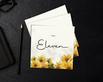 Modern Table Numbers | Sunflower Wedding