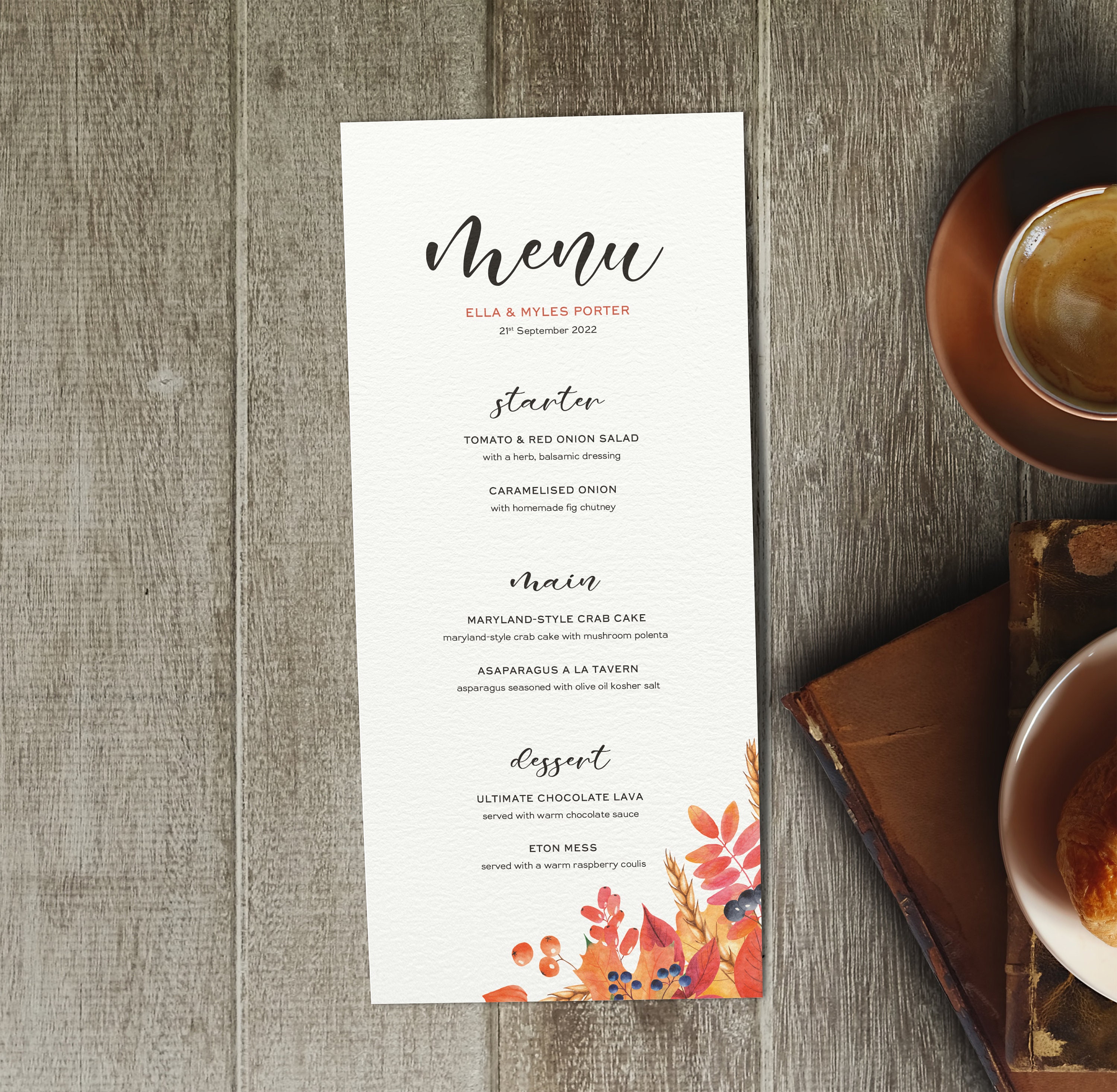 Wedding Menu Cards Menus for Wedding Wedding Breakfast | Etsy