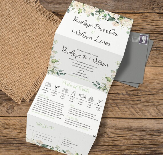 Wedding Invitation Concertina Wedding Invite Wedding Etsy Australia