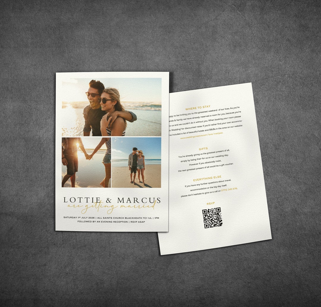 Wedding Invitation Photo Collage Etsy UK