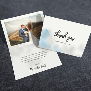 Himmelblaue Dankeskarten, Hochzeit Dankeskarten mit Foto, Hochzeit Dankeschön, Hochzeit Dankeskarten, Dankeskarten für Hochzeit