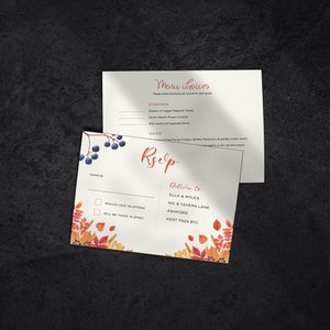Carta Rsvp d'autunno, Cartolina Rsvp, Selezione del menu Rsvp per matrimoni, Carta Rsvp con codice QR, Carta di risposta, Carte Rsvp per matrimonio, Codice QR Rsvp