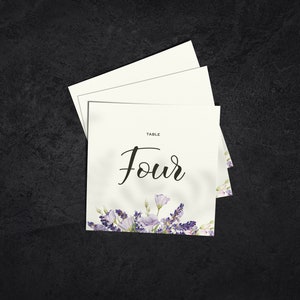Numéros de table modernes | Lavande violette