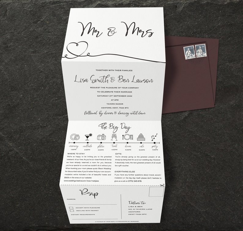 All In One Wedding Invitation Wedding Invites Floral Wedding | Etsy