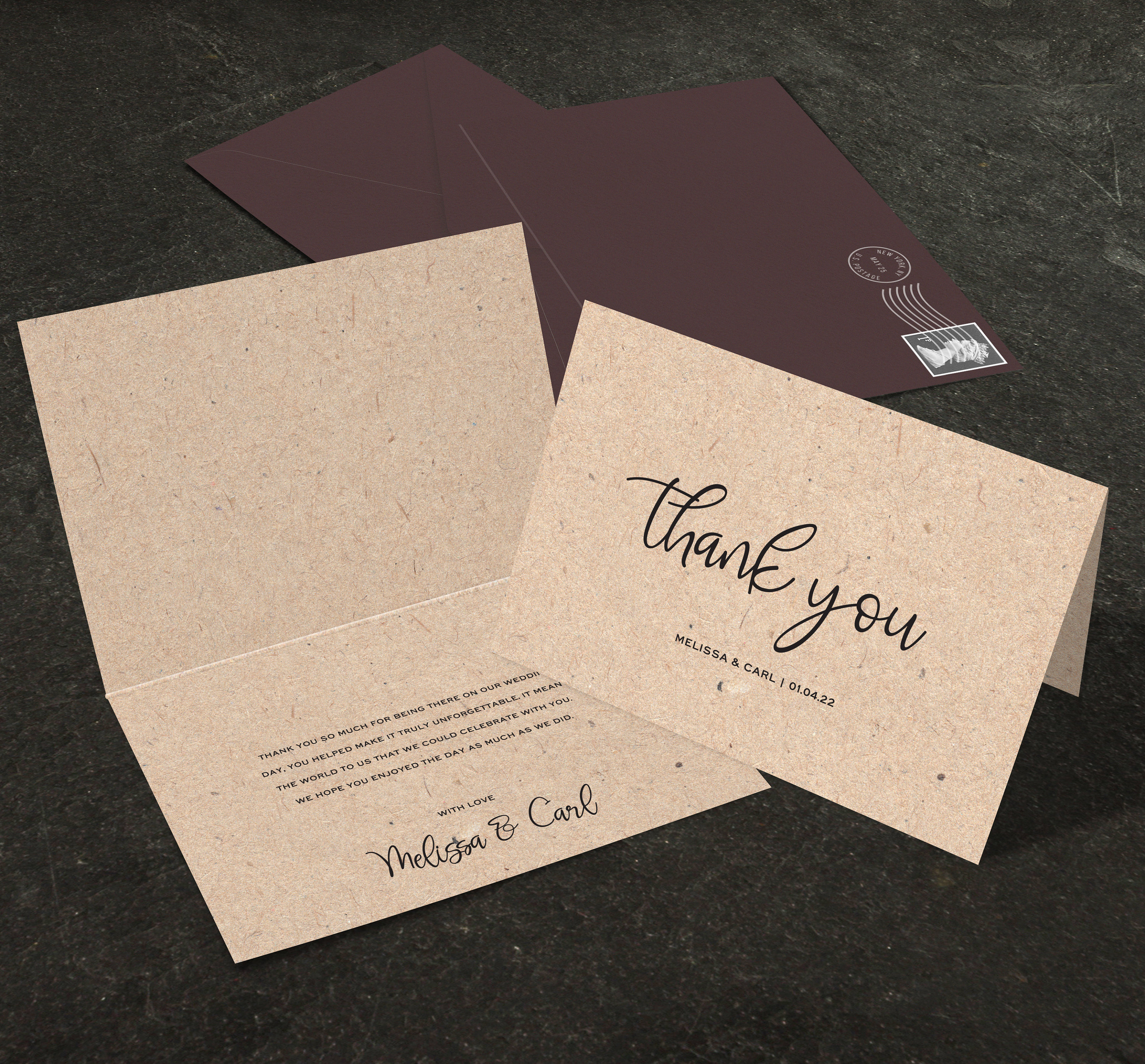 Folded Thank You Card Wedding Thank You Cards Thank You Etsy