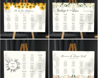 Table Plan - A1, A2, A3 - Mounted To 3mm Foam Board - Ready To Use - As Many Tables As You Need - Create Design Online - Multiple Designs