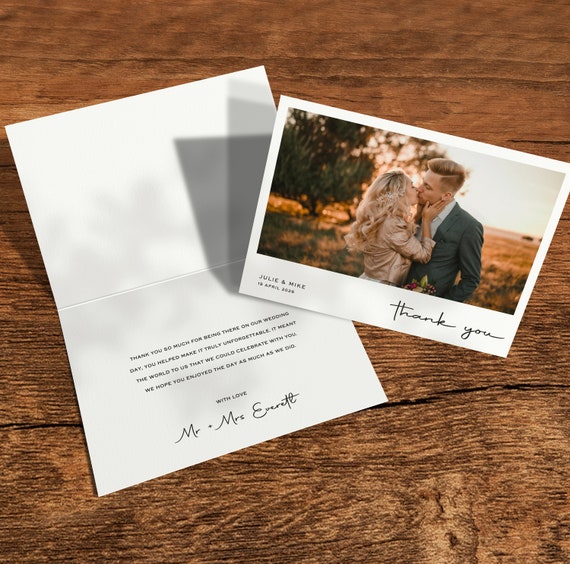 Personalised Photo Wedding Thank You Cards Folded A6 Wedding