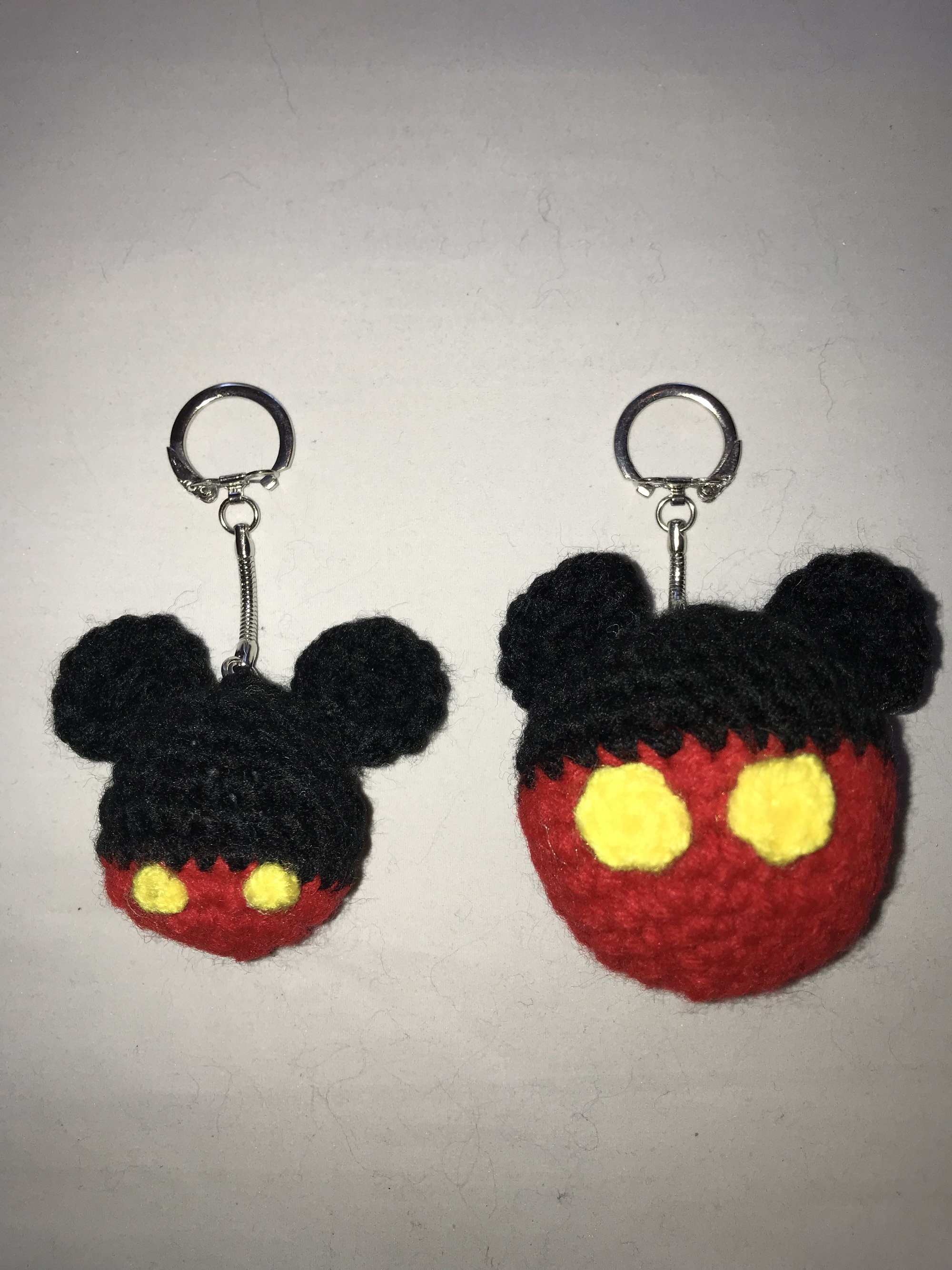 Keychain Mickey Mouse inspired crocheted handmade gift black Etsy