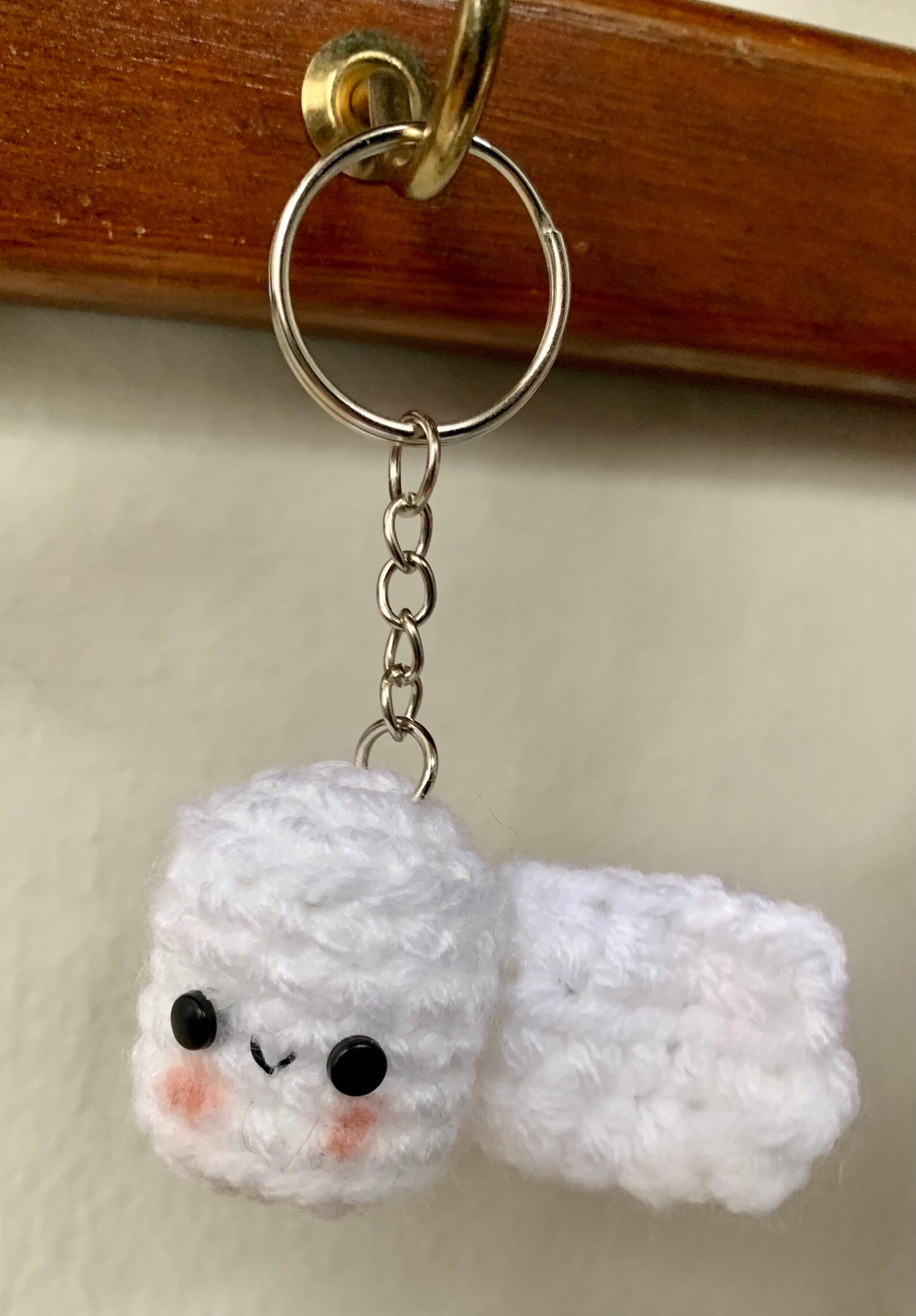 Roll of toilet paper keychain crocheted cute gag gift unique Etsy