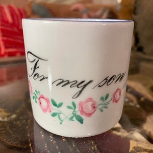 Antique “For My Son” Soft Paste Child Cup Mug early 1800s Staffordshire Can porcelain