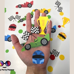 100 pieces racing cars party confetti, cars party decor, racing, too fast party, two fast, boy, girl birthday, first birthday racing party