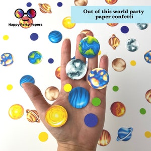 100 pièces de confettis en papier pour fête des planètes, décoration de fête premier voyage autour du soleil, espace, fête du soleil, garçon, lune, planètes