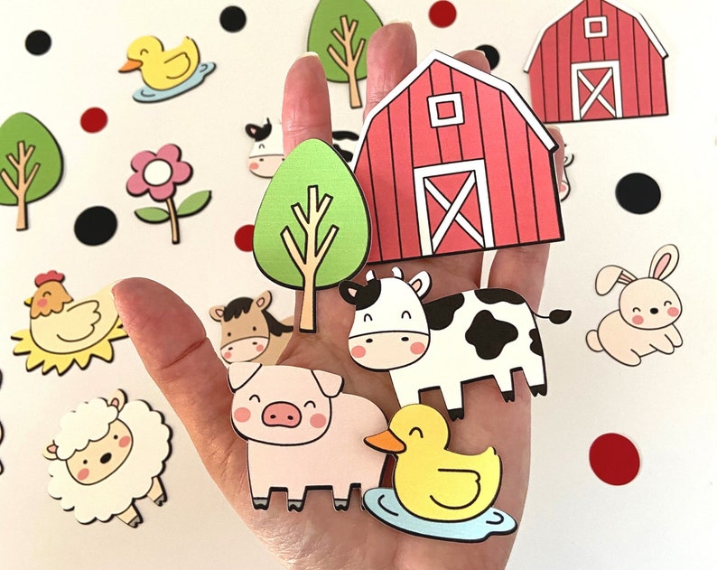 100 pieces Farm animals party confetti farm birthday decor Barnyard farm party party decoration boy girl birthday cutouts