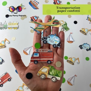 Confetes para festa de transporte terrestre, 100 peças, decoração para festa de trem, carro de polícia, festa de transporte, navio, escavadeira, caminhão de construção
