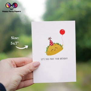 Lass uns über deinen Geburtstag Taco | Glückwunschkarte zum Geburtstag | Lustige Geburtstagskarte | Geburtstagskarte | bedruckte Karte | Spaß Karte | Taco