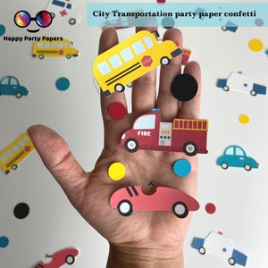 100 pezzi di coriandoli di carta per il trasporto, decorazioni per feste a tema camion dei pompieri, auto della polizia, scuolabus, ambulanza, auto da corsa, compleanno di un bambino