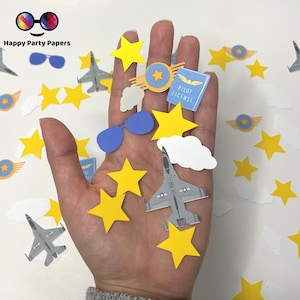 100 pieces pilot party confetti, Pilot birthday, Boy birthday Decorations, Pilot Party Boy Birthday Party, stars, jet, aviaton