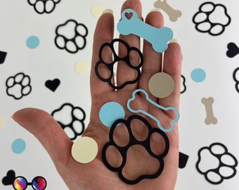 100 piezas de confeti de papel para fiesta de cumpleaños de mascotas, decoración para fiesta de perros, fiesta de cachorros, let's pawty, Paw Print Doggy
