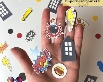 100 pieces Superhero confetti, Comics party decor, Superheroes confetti, Vintage look, Party Decorations, Superhero birthday
