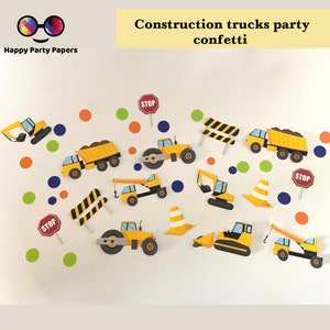 100 pièces de confettis de fête de camions de construction en papier, décoration de fête de camion, fête en construction, camion, anniversaire de garçon, de fille