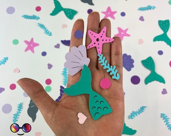 150 pieces Mermaid paper party confetti, Mermaid tail party decor, confetti, cute Ocean Theme, Under The Sea, pastel colors, stars
