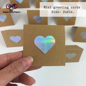 Handmade Iridescent Mini Notes 2in. | Mini Square Cards | Tiny Love Notes | Thank You or Gift Packaging