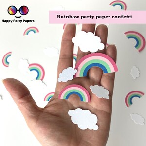 100 pièces de confettis en papier de fête Raibows, arcs-en-ciel et nuages, décoration de table confettis découpés, anniversaire arc-en-ciel, décoration de fête, douche arc-en-ciel