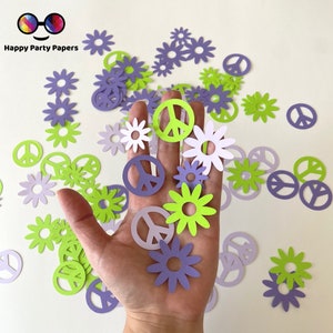 100 pièces de confettis de fête bohème, couleurs pastel, décoration de fête au néon, signe de paix, fête du pouvoir des fleurs, fleur, anniversaire de fille
