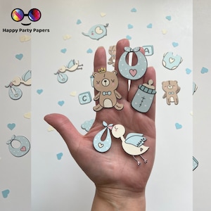 100 stuks babyshowerconfetti, beer, ooievaar, olifant, babyshowerdecoratie, babyshower voor jongens, uitsparingen, schattige dieren