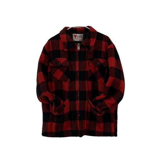 VTG Sly Fox By Shane Red Black Buffalo Plaid Wool Lumberjack Fall Autumn Stadium