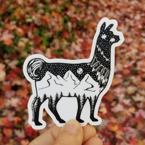 Llama Sticker / Animal / Hiking / Backpacking / Climbing / Weatherproof and Durable / Outdoor Sticker / Bumper Sticker