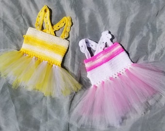 Baby to Toddler Girls Spring/Summer Crochet Cross Back Tutu Dress