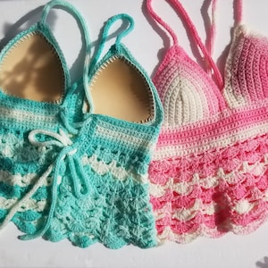 Crochet Shell Tank Top w/ Padding, Summer Festivals & Beach