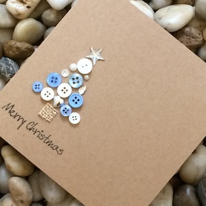 4-pack luxe rustieke kerstboomkaarten, blanco handgemaakte kerstkaarten, handgestempelde kerst, vakantiekaartenset, multipack kerstkaarten