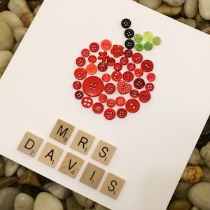Cartão de agradecimento personalizado para professor, presentes para professores Apple, cartão feito à mão, melhor professor do mundo, saindo da escola, melhor professor, cartão de botão