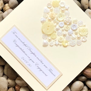 Personalised Congratulations on Your Engagement Card, Handmade Engagement Card, Button Card, Luxury Engagment Gift, Keepsake Card, Friend