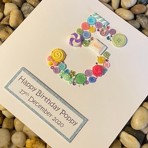 Cartão de aniversário com tema de doces personalizados feitos à mão, cartão de aniversário de doces, cartão 3D, qualquer idade, qualquer nome, 3º, 4º, 5º, 6º, 7º, 8º, 9º,