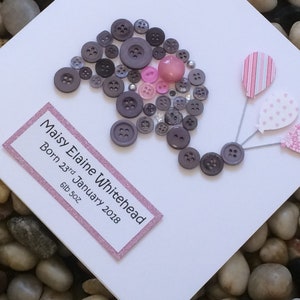 Nouvelle carte bébé faite à la main pour fille, nouvelle carte bébé personnalisée, carte nouveau-né, carte nouveau-né bébé, nouvelle carte de félicitations pour bébé, éléphant bébé