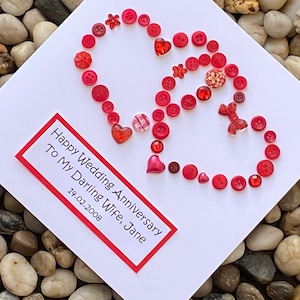 Cartão de aniversário de casamento personalizado feito à mão, cartão de aniversário de rubi, 40º aniversário, corações interligados, presentes exclusivos de aniversário