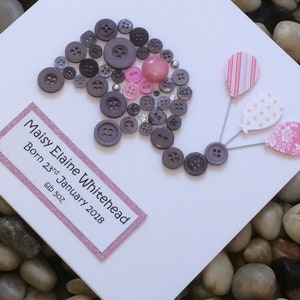 Personalisierte Taufkarte, Elefant und Ballon, handgemacht, personalisiert, Taufe, für Mädchen, Tochter, Patentochter, Enkelin, Nichte