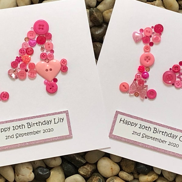 Personalised 14th Birthday Card, Handmade 14th Birthday Card, Card For Boy or Girl, 10th, 11th, 12th, 13th, 15th, 16th, 17th, 18th