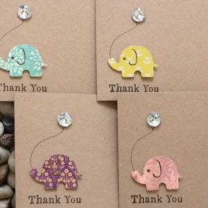 4er-Pack Dankeskarten, Elefant und Ballon, Dankeskarten Set, BabyParty Danke, Nelly Der Elefant, Luxus DankeSchön