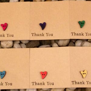 Pack de 6 cartes de remerciement faites à la main, coeur, paquet de cartes de remerciement, remerciements de mariage, remerciements de fiançailles, papeterie de mariage, cartes pour jeunes mariés
