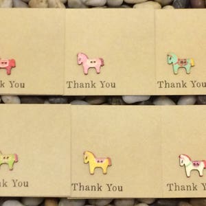 Pack De 6 Cartes De Remerciement Fait À La Main, Cartes Cheval, Cheval Bouton, Cartes Vierges Et Enveloppes Fait À La Main, Poney Bouton Rustique
