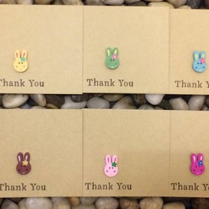 6er Set Handgemachte Dankeskarten, Hase, Knopfhase, Hase, Knopf Hase, BabyParty Danke, Baby Geburtstag Danke, Taufe
