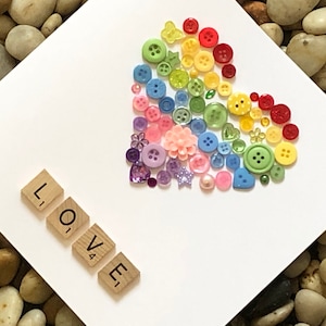 Handgemaakte Love Heart Card, Rainbow Heart, Valentijnsdag, Trouwkaart, Verjaardagskaart, Verlovingskaart, Verjaardagskaart, LGBT-kaart