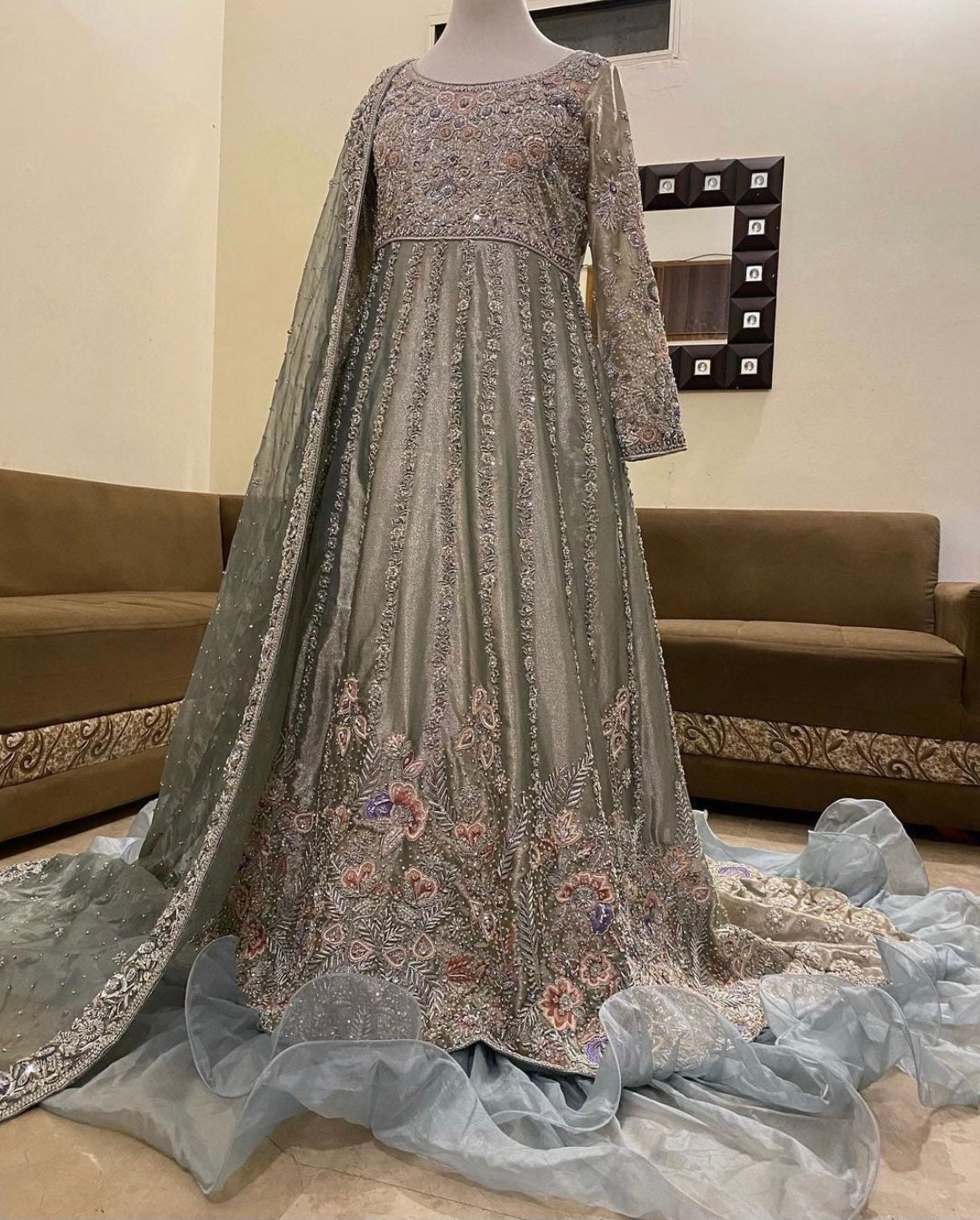 Wedding Dress Organza Dupatta Embroidered Dress Bridal - Etsy Wedding Dress Organza Dupatta Embroidered Dress Bridal - Etsy