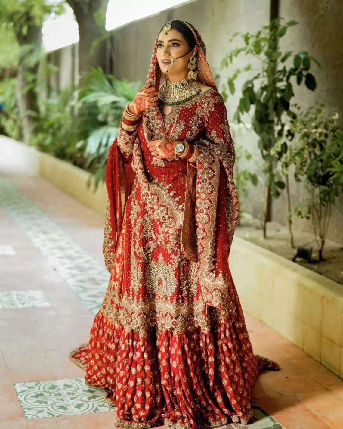 Beautiful red bridal dress Pakistani bridal dress Indian image 2
